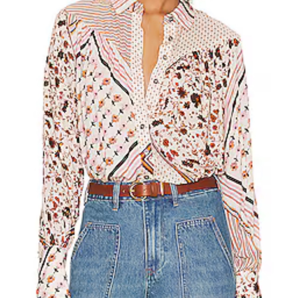 Free People Floral Patchwork Blouse - Multicolor - image 1